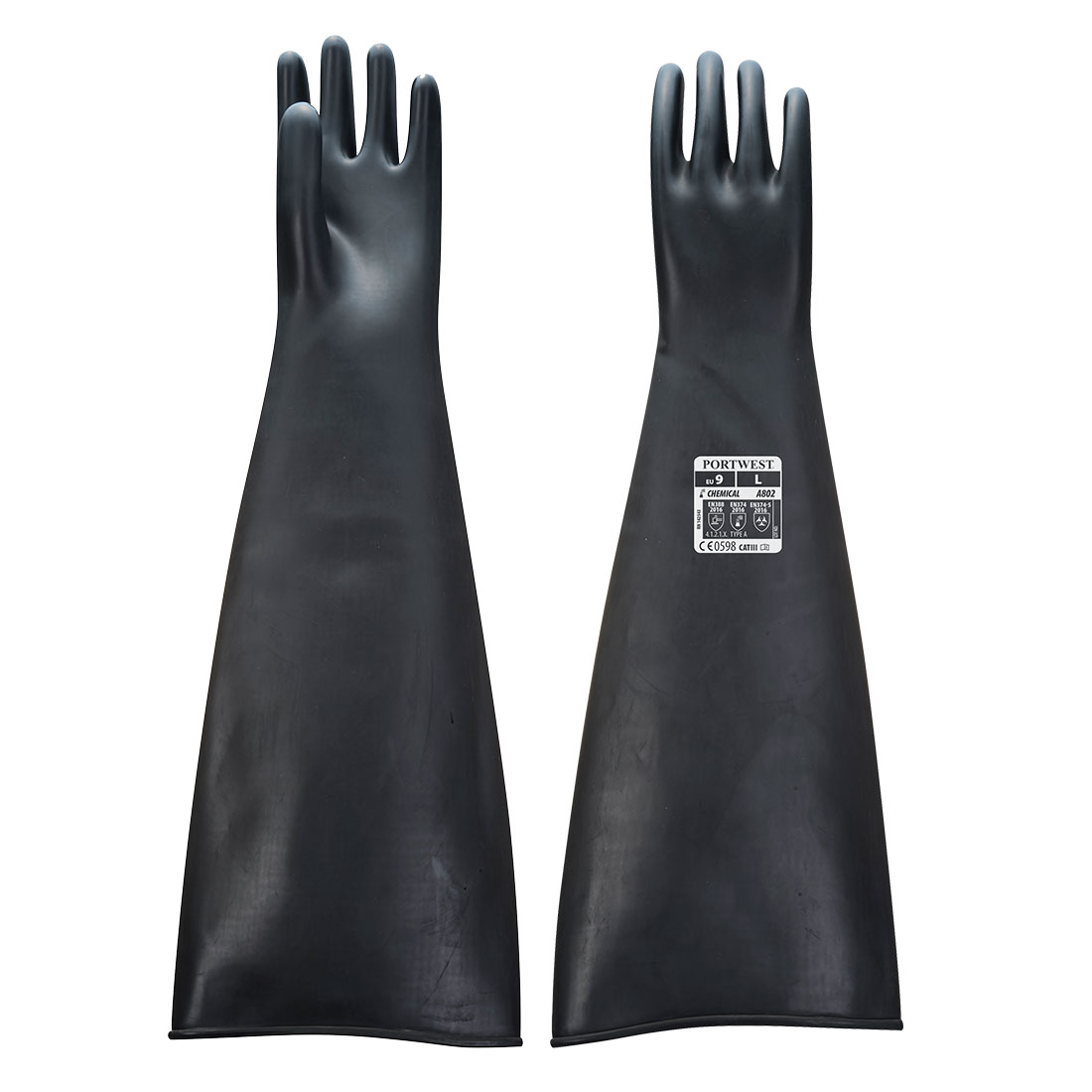 A803 Portwest Heavyweight Latex Rubber Gauntlet 600mm - Click Image to Close