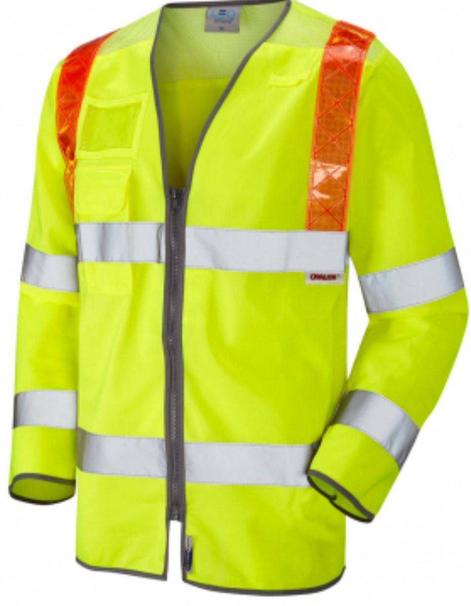Leo Barbrook ISO 20471 Class 3 Orange Brace Sleeved Waistcoat