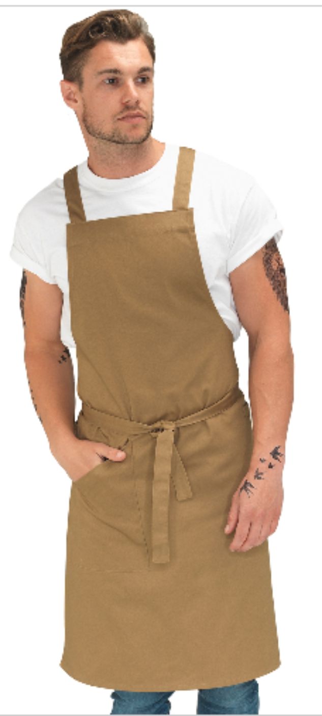 DE109 Le Chef Khaki crossover Apron  DE109 Le Chef Khaki crossover Apron