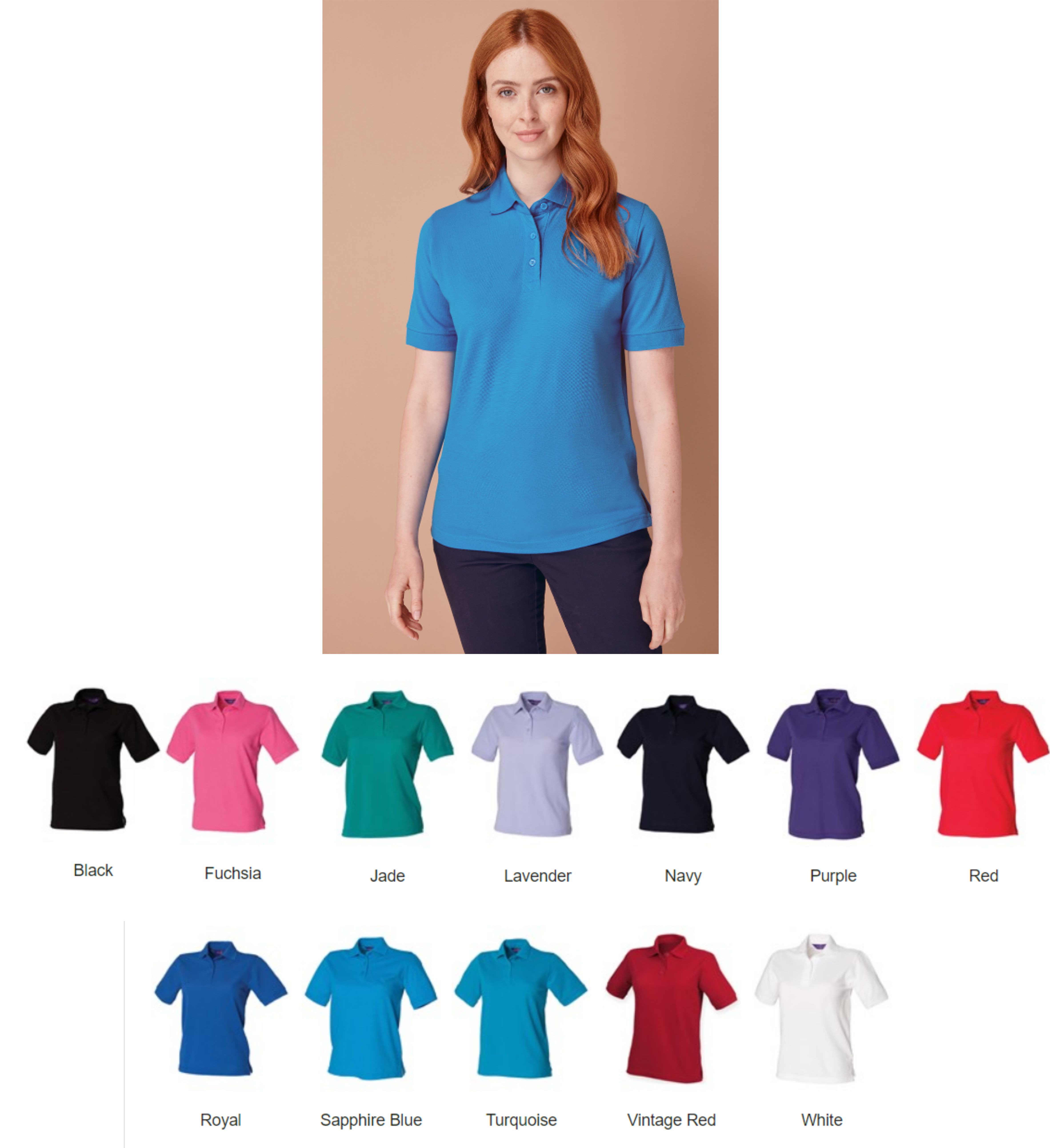 Henbury H401 Ladies Poly/Cotton Polo Shirt - Click Image to Close