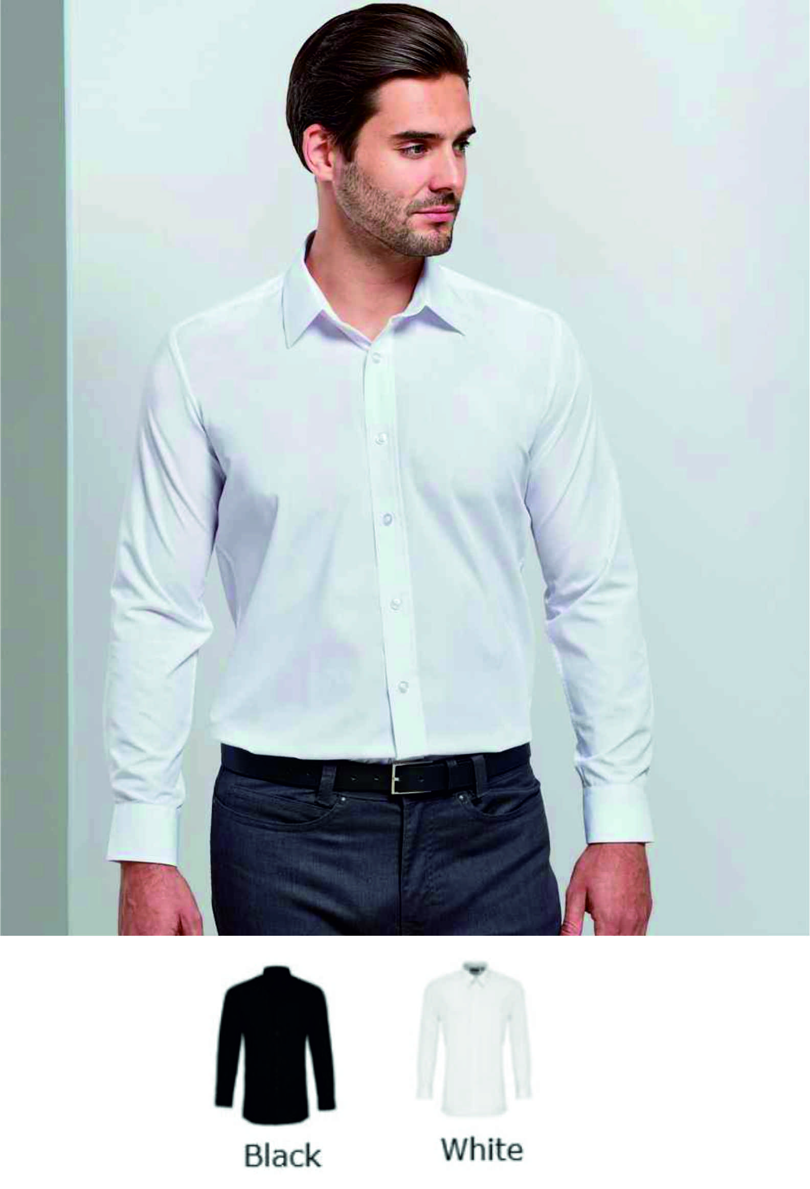 Premier PR204 Men's Long Sleeve Fitted Poplin Shirt - Click Image to Close