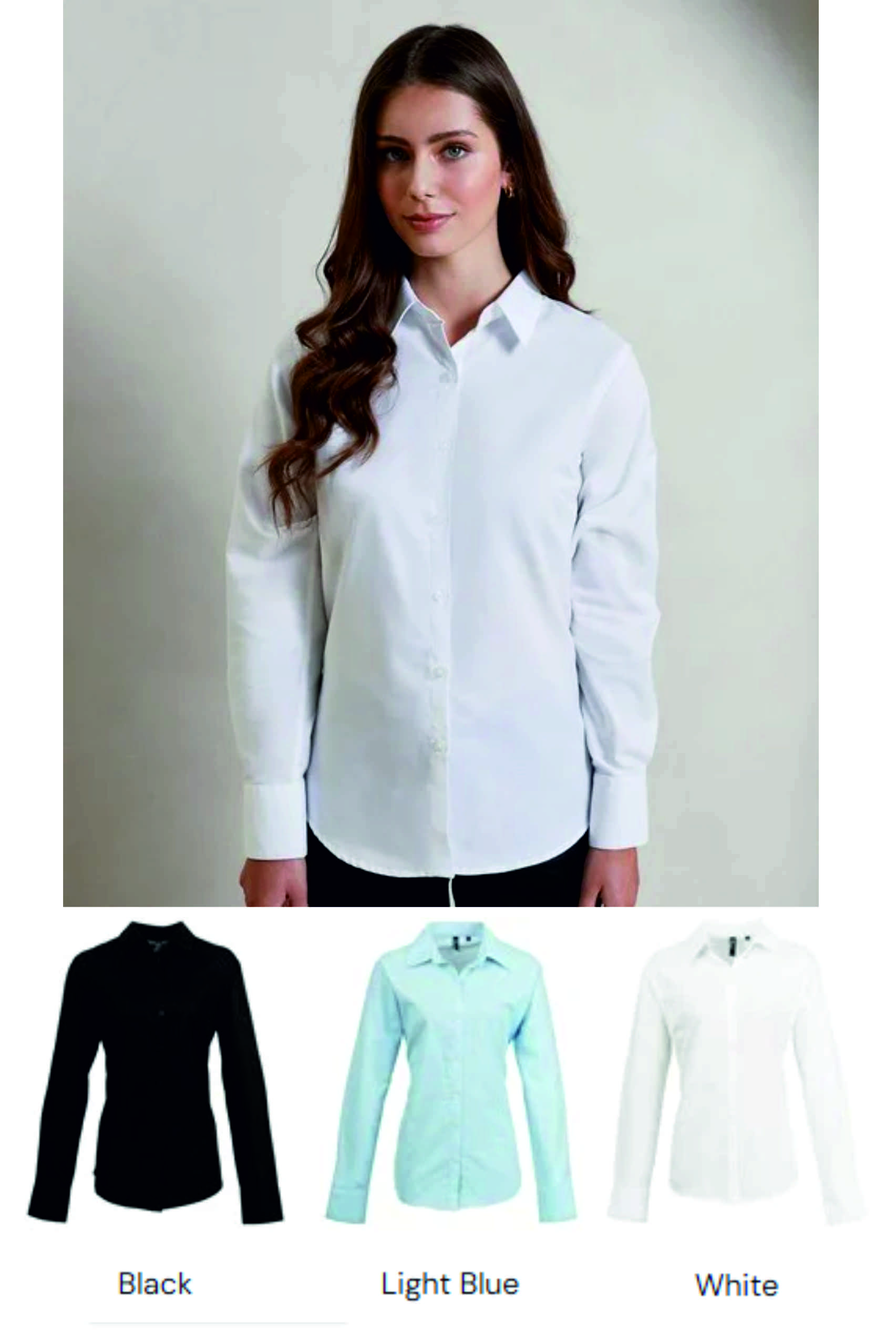 Premier PR334 Ladies Signature Long Sleeve Oxford Shirt  Premier PR334 Ladies Signature Long Sleeve Oxford Shirt