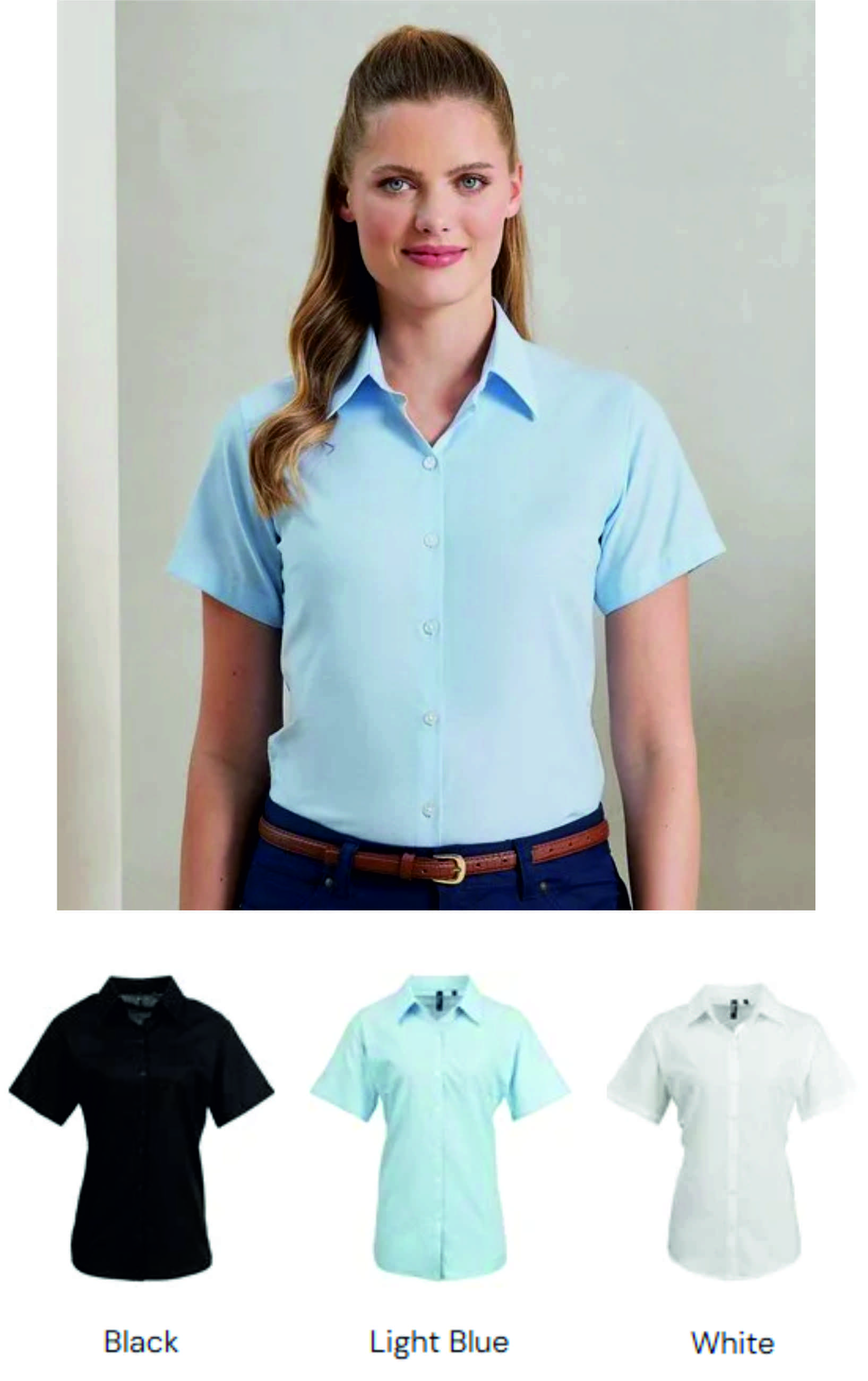 Premier PR336 Signature Oxford Ladies short sleeve shirt  Premier PR336 Signature Oxford Ladies short sleeve shirt