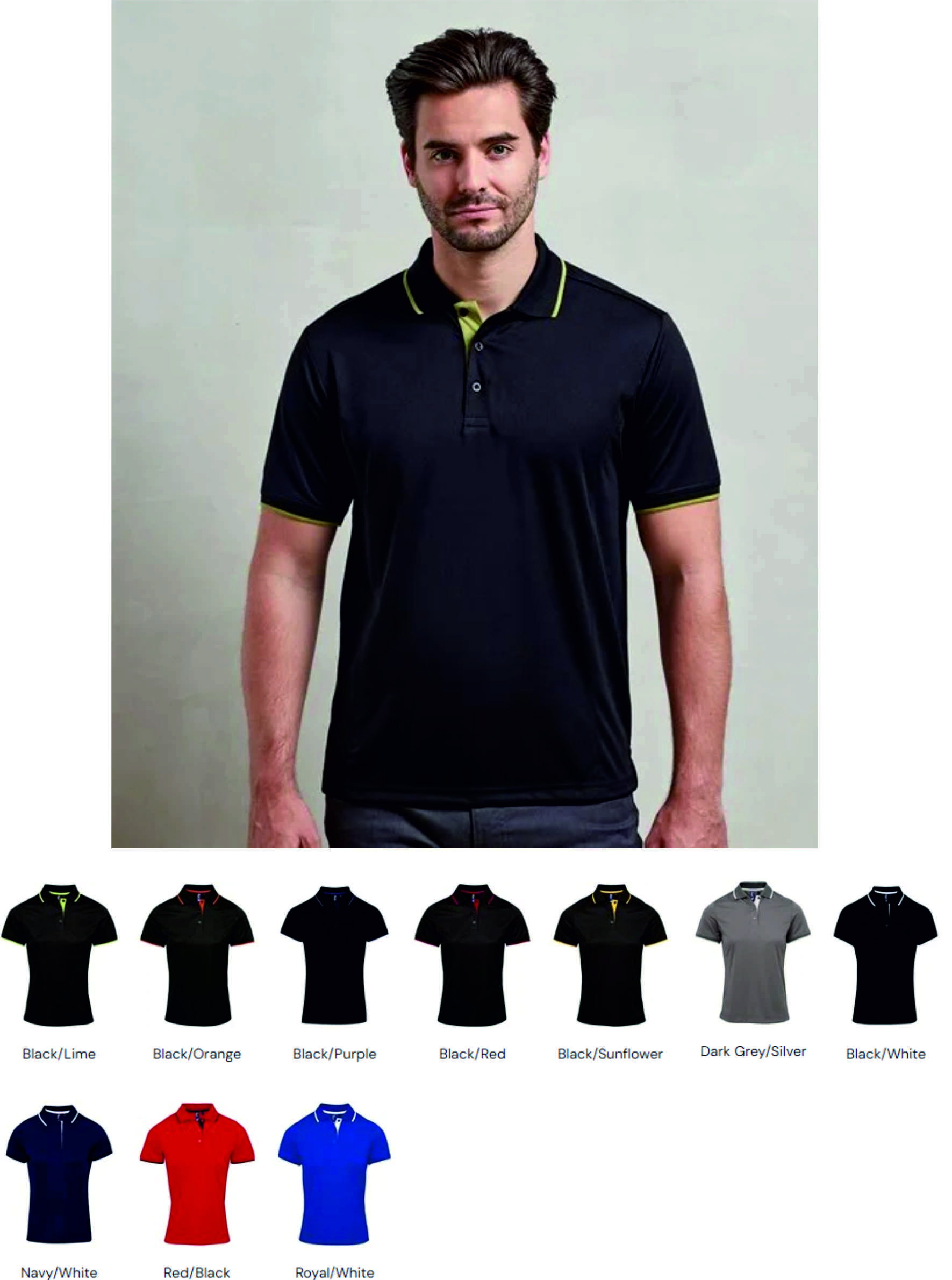 Premier PR618 Contrast Coolchecker Polo Shirt  Premier PR618 Contrast Coolchecker Polo Shirt