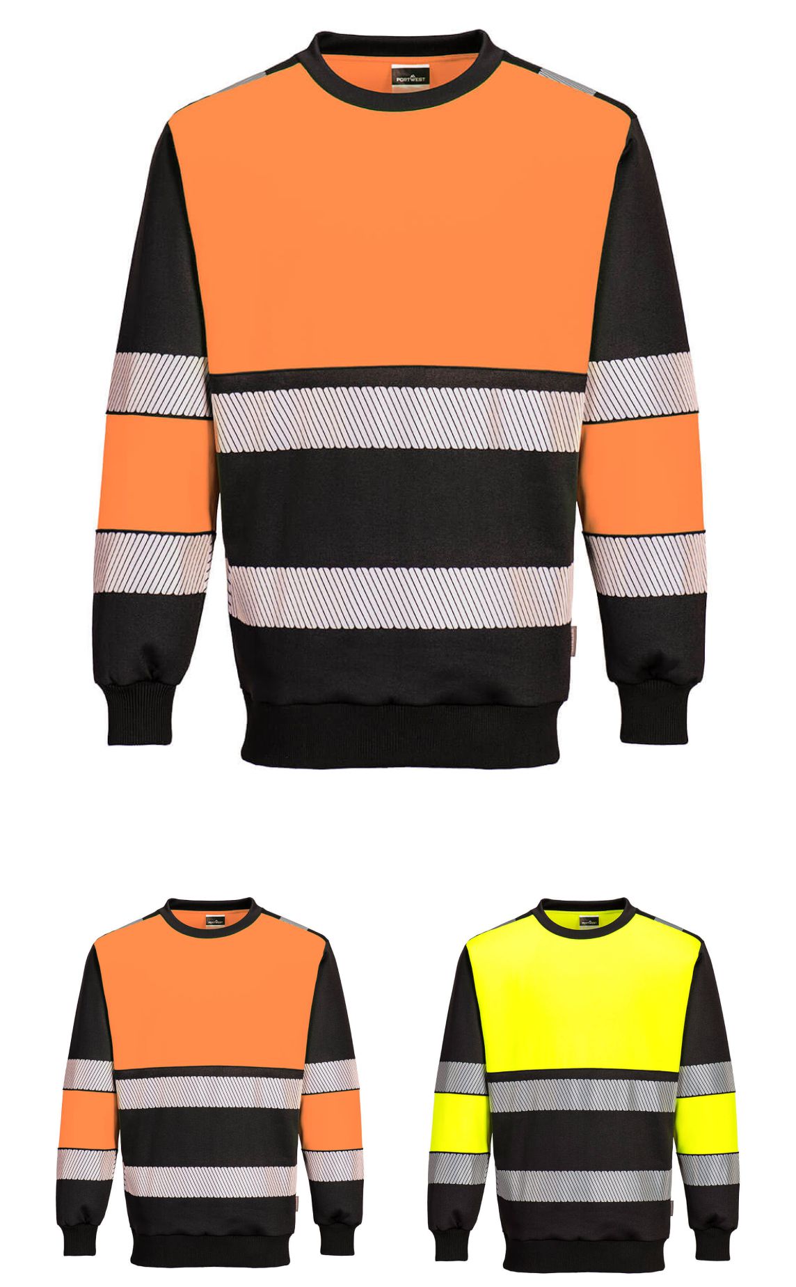 Portwest PW376 - PW3 Hi-Vis Class 1 Sweatshirt  Portwest PW376 - PW3 Hi-Vis Class 1 Sweatshirt
