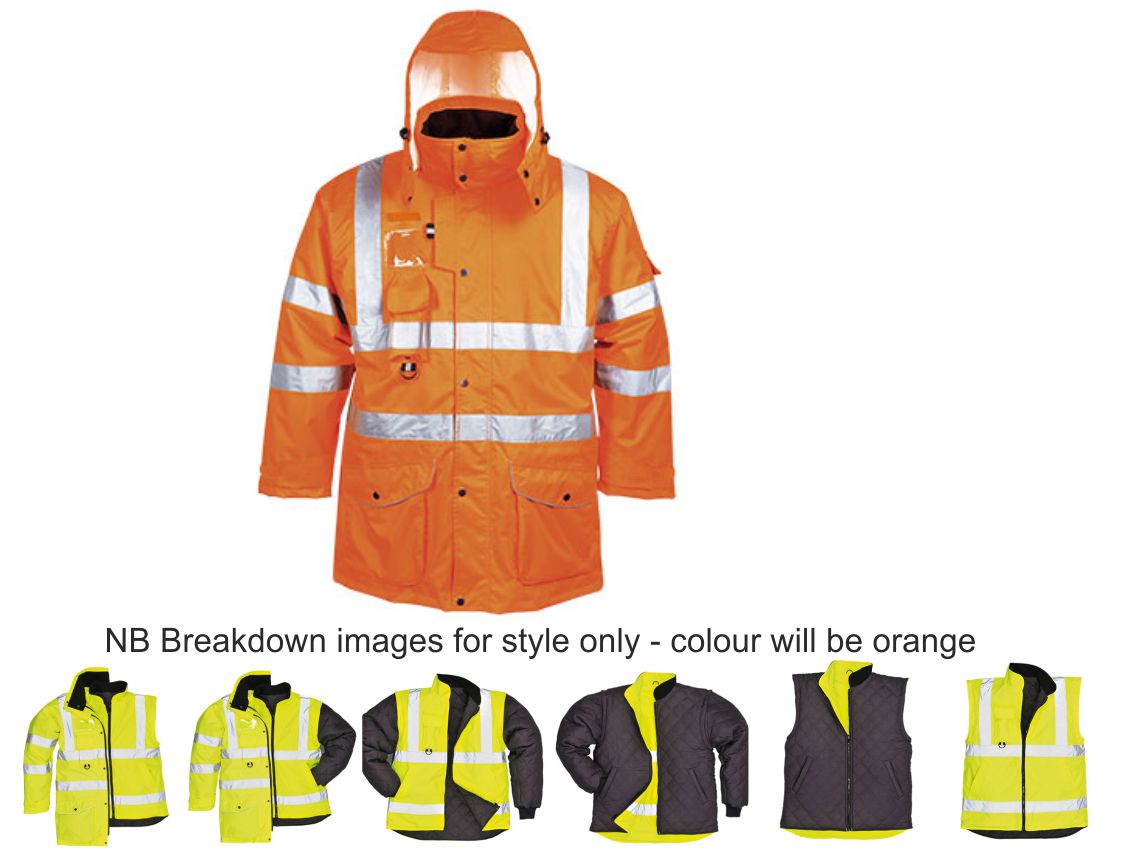 RT27 orange 7 in 1 Hi Vis Jacket  RT27 orange 7 in 1 Hi Vis Jacket