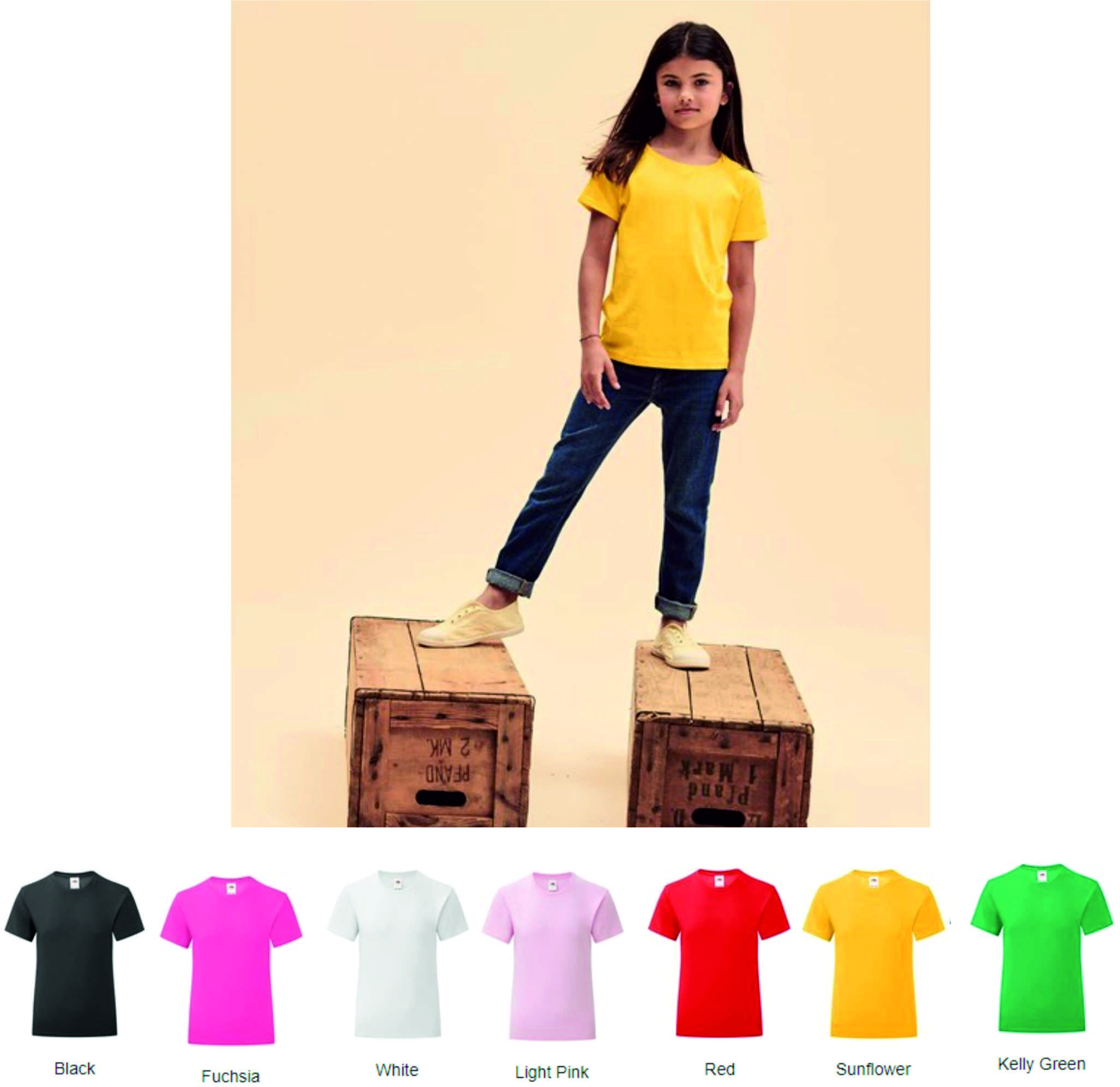 Fruit of the Loom SS151B Girls Iconic Tee Shirt - Click Image to Close