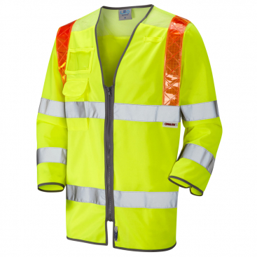 Leo Taddiport ISO20471 Class 3 Orange Brace 3/4 Sleeve Waistcoat
