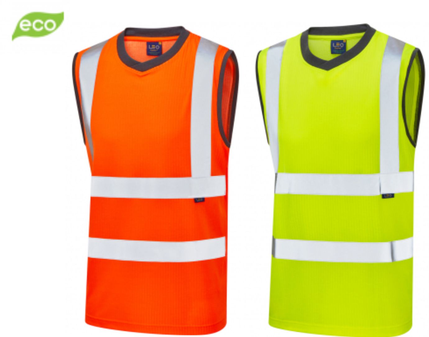 Leo Ashford ISO 20471 Class 2 Comfort EcoViz®PB Sleeveless T-Shi  Leo Ashford ISO 20471 Class 2 Comfort EcoViz®PB Sleeveless T-Shi