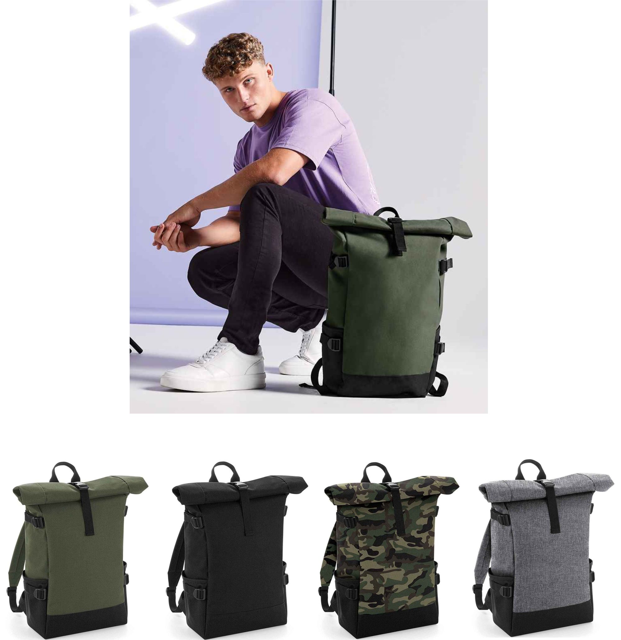 Bagbase BG858 Block Roll-top Backpack - Click Image to Close