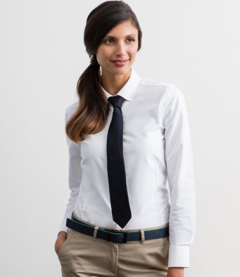 Henbury H513R Ladies Modern Long Sleeve Regular Fit Oxford Shirt - Click Image to Close