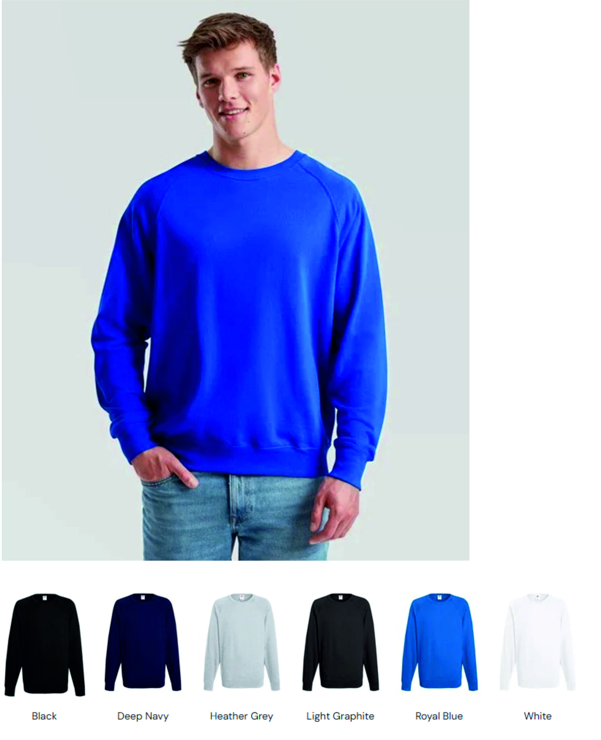 Fruit of the Loom SS63 Lightweight Raglan Sweatshirt  Fruit of the Loom SS63 Lightweight Raglan Sweatshirt